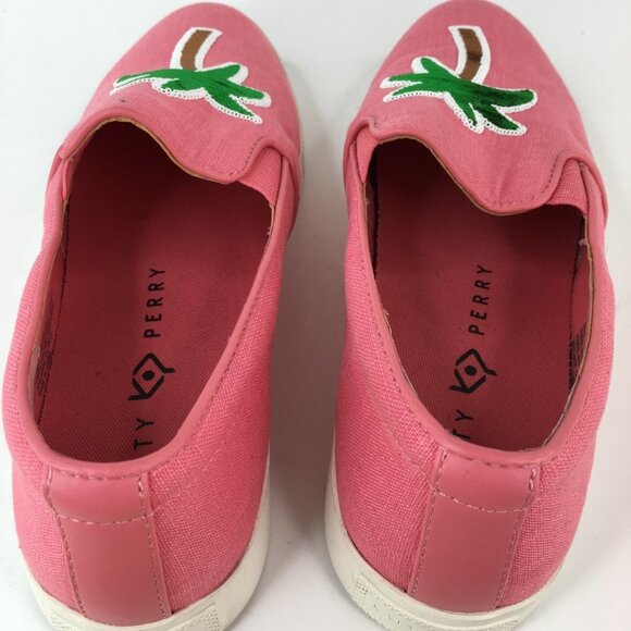 KATY PERRY The Kerry Canvas Slip-On Pink Palm Tree Sneaker Size 7M - Picture 14 of 15